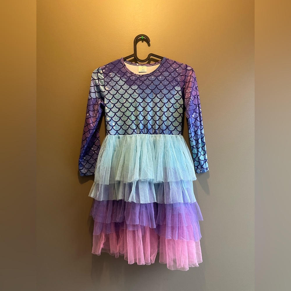 Mermaid Scaled party Dress - Purple and Blue 7-8 kids